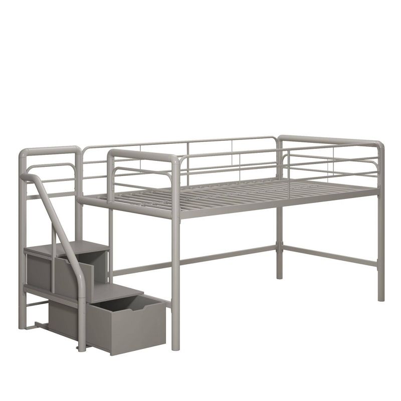 Twin Jamie Junior Kids&#39; Loft Bed with Storage Steps Silver/Gray - Room &#38; Joy, 3 of 11