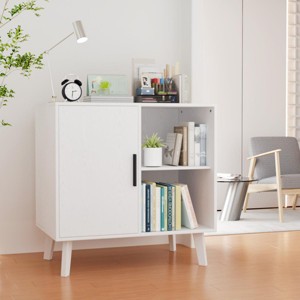 KTMBDW Sideboard Buffet Kitchen Storage Cabinet, Accent Cabinet with Solid Wood Feet for Dining Room, Hallway, Cupboard Console Table (White) - 1 of 4