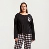 Anna-Kaci Lounge Women's 2-Piece Set Long Sleeve Henley Top and Plaid Pajama Pants with Soft Stretch Fabric, Chest Pocket Detail - 2 of 4