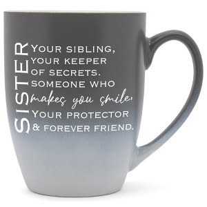 Sister: Your Sibling, Your Keeper Of Secrets Who Makes  Two Toned Matte Grey White 12 ounce Ceramic Stoneware Coffee Cup Mug - 1 of 4
