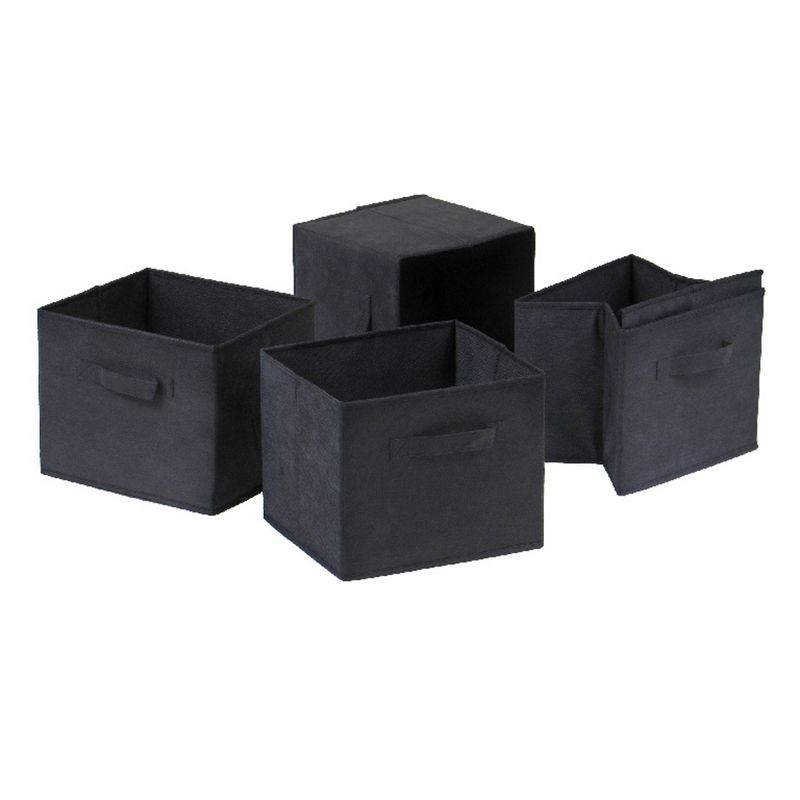5pc Storage Shelf with Folding Fabric Baskets Walnut/Black - Winsome, 4 of 5
