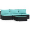 vidaXL Patio Furniture Set 4 Piece with Cushions Black Poly Rattan - 2 of 4