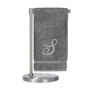 BC BARE COTTON Monogrammed Bath Towel, Personalized Gift, 27 x 54 inches - Set of 1 - Gray - Silver Script - 1 of 4
