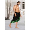 LA LEELA Men's Pareo Regular Swimsuits Summer Sarong Long Swim Beach Wrap One Size Leaves, Black - 3 of 4