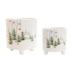 Winter Cardinal Forest Planter (Set of 2) - 1 of 4
