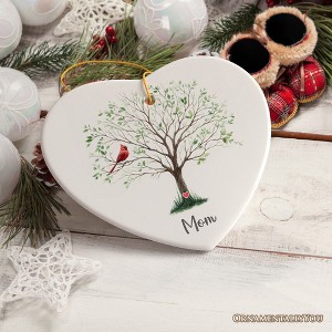 In Loving Memory of Mom and Dad Cardinal on a Tree Ornament, Heavenly Christmas Remembrance Gift| OrnamentallyYou - 1 of 4