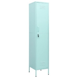 vidaXL Metal Storage Cabinet Storage Locker Organizer for School Office Steel - Mint - 1 of 4