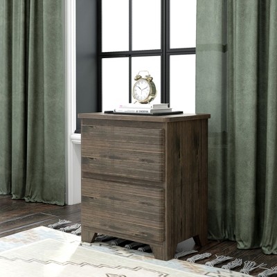 Max & Lily Nightstand with 2 Storage Drawer, Solid Wood Bedside Side Tables for Bedroom
