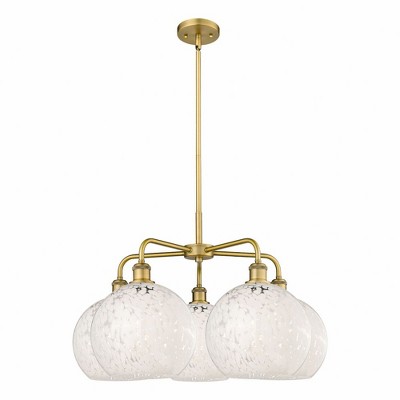 White Mouchette - 5 Light Stem Hung Chandelier In Modern Style-17.25 Inches Tall and 28 Inches Wide