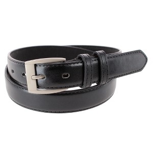 mens leather dress belt black Men's Black Leather Dress Belt with Silver-Tone Buckle Belt-50