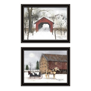 2Piece Vignette Sleigh Ride to Grandma's Black Framed Wall Art for Living Room, Bedroom Wall Art Print for Home Decor by Billy Jacobs - 1 of 4