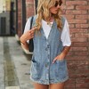 Women's Casual Denim Jean Vest Oversized Sleeveless Mid Long Button Down Jeans Jackets Vests Tops Waistcoat - 2 of 4