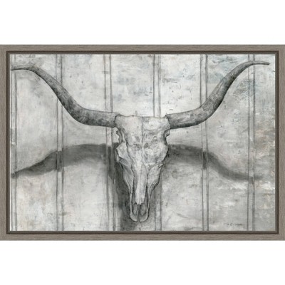 Marie Elaine Cusson Longhorn Silver Floater Frame Canvas Print