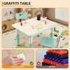 5-Piece Kids Table and Chairs, Height Adjustable Toddler Table and Chair Set for Ages 2-10 with Graffiti Desktop, Non-Slip Legs for Classroom/Daycare - 3 of 4