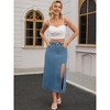 INSPIRE CHIC Women's Denim High Waist A-Line Thigh Split Midi Skirt - 3 of 4