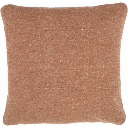 Light Pink Solid Stonewash Throw Pillow with Fringe