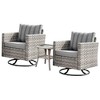XIZZI Patio Outdoor Swivel Rocking Chairs Set of 2 with Side Table, 3 Pieces PE Rattan Wicker Patio Bistro Set with 360 Degree Rotation Chairs - 2 of 4