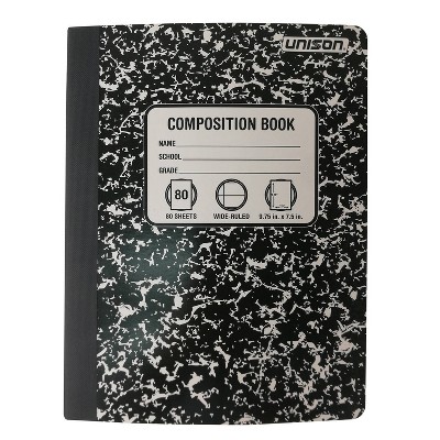 Wide Ruled Solid Composition Notebook Black - Unison