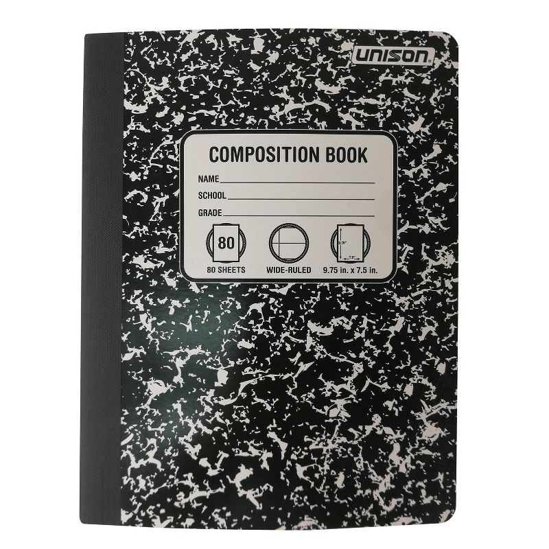 Wide Ruled Solid Composition Notebook Black - Unison, 1 of 4