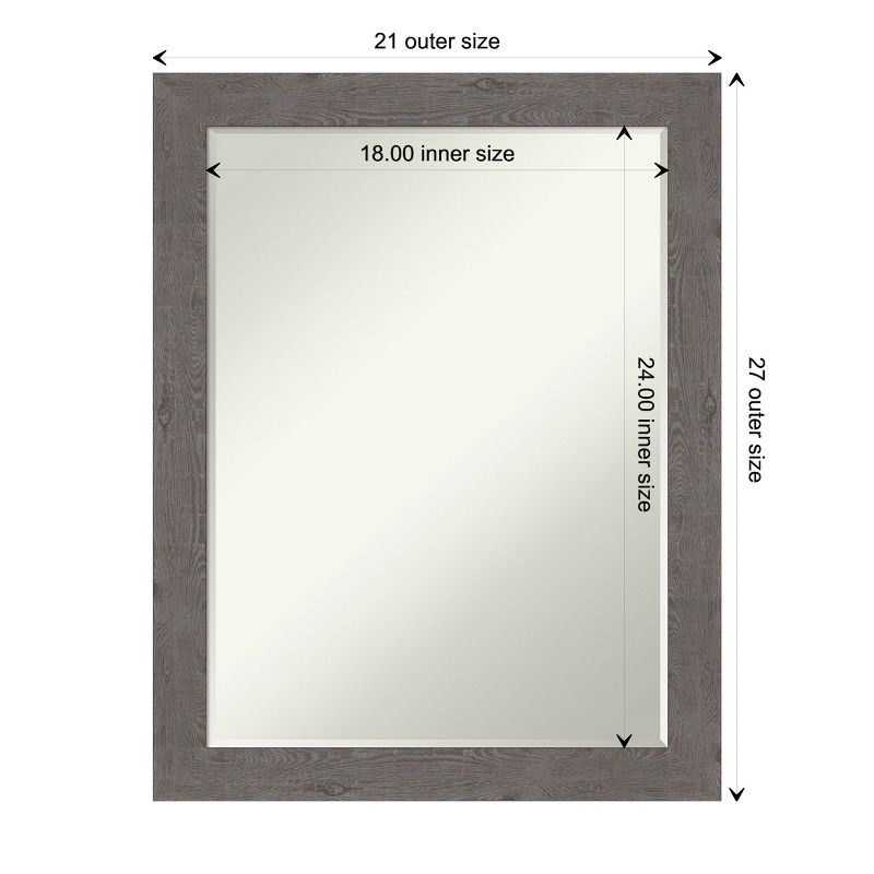 Amanti Art Rustic Plank Narrow Petite Bevel Bathroom Wall Mirror, 4 of 9