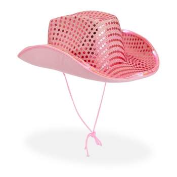 Zodaca Pink LED Light Up Cowboy Hat for Girls and Women (Adult Size)