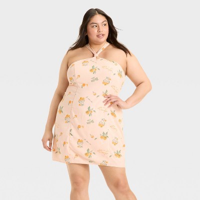 Women's Knotted Y-Neck Linen Mini A-Line Dress - Wild Fable™