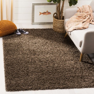 Luxurious Gray Synthetic 5' x 7' Hand-Knotted Shag Area Rug