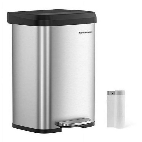 Songmics Dual Trash Can, 16 Gal (60l) Rubbish Bin And 15 Trash