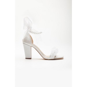 Krystal - Ivory Lace Bridal Sandals with Pearls | Forever & Always Shoes - 1 of 4