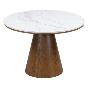 NicBex 45 Inch Round Dining Table,Modern Kitchen Table with Marble Veneer Tabletop for 4 Person,Living Dining Room,Brown - 1 of 4