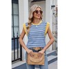 Womens Tank Tops Summer Casual Cap Sleeve Striped Shirt Crewneck T Shirts Loose Blouses 2025 - 3 of 4