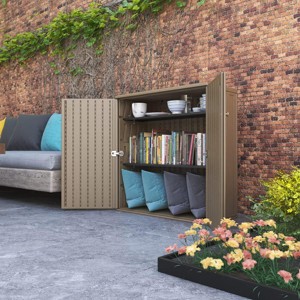 Syemin Storage Shed, Waterproof Storage Shed, Double Shelves for Cleaning Tools and Garden Accessories, Brown, 34.3"*15"*36.2" - 1 of 4