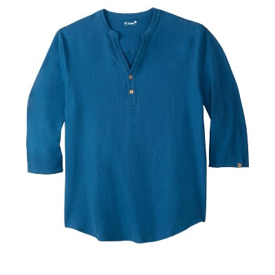 KingSize Men's Big & Tall Gauze Mandarin Collar 3/4 Sleeve Shirt