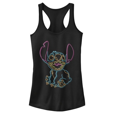 Women's Mickey & Friends Bright Neon Mickey Mouse Outline Racerback Tank Top  : Target