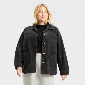 Women's Denim Shacket - Future Collective Black Wash - 1 of 3