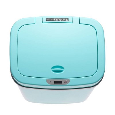 Teal Blue Plastic Touchless Motion Sensor Trash Can 4.2 Gallon