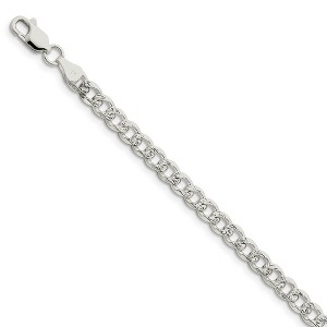 Black Bow Jewelry 5.5mm, Sterling Silver Solid Pave Curb Chain Bracelet - 1 of 3