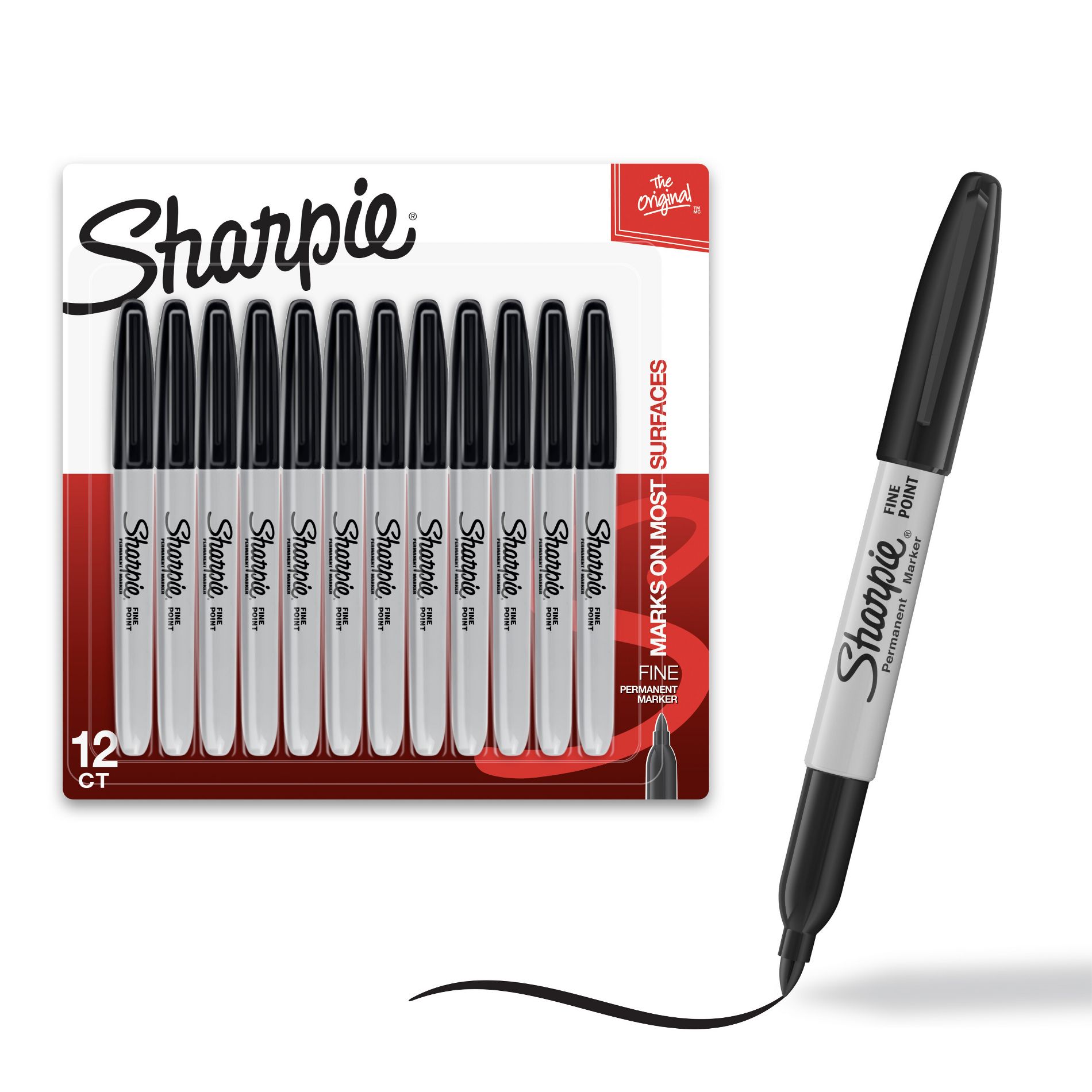 Sharpie 12pk Permanent Markers Fine Tip Black: Art & Office Supplies, Sharpie Pen for Black Sharpie Drawings