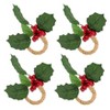 Saro Lifestyle Red Berry Grove Napkin Ring (Set of 4), Red - 2 of 3