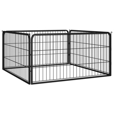 Dog Playpen Black Powder-coated steel 39.4 x 39.4 x 19.7 in vidaXL