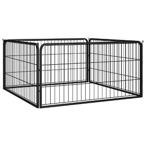 Dog Playpen Black Powder-coated steel 39.4 x 39.4 x 19.7 in vidaXL - 1 of 4