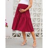 Coolmee Womens High Elastic Waist Maternity Skirt Summer Casual Floral Pleated Swing A Line Flowy Midi Skirts with Pockets - 3 of 4