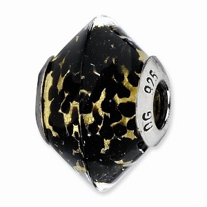 Black Bow Jewelry Black/Yellow Murano Glass & Sterling Silver Bead Charm, 17mm - 1 of 3