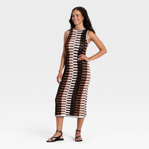Женские платья Universal Thread Women's Maxi Sweater Dress - Universal Thread™ Brown Striped S