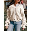 Womens Front Button Down Cardigan Rib Knit Sweater Cardigan Ruffled Cuff Causal Fall Outfits - 3 of 4