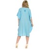 LA LEELA Women's House Daily Routine Evening Wear Vacation Holiday Casual Dailywear Loungewear Loose Caftan Knee Length Top Sleepwear 2X-3X Blue Solid - 2 of 3