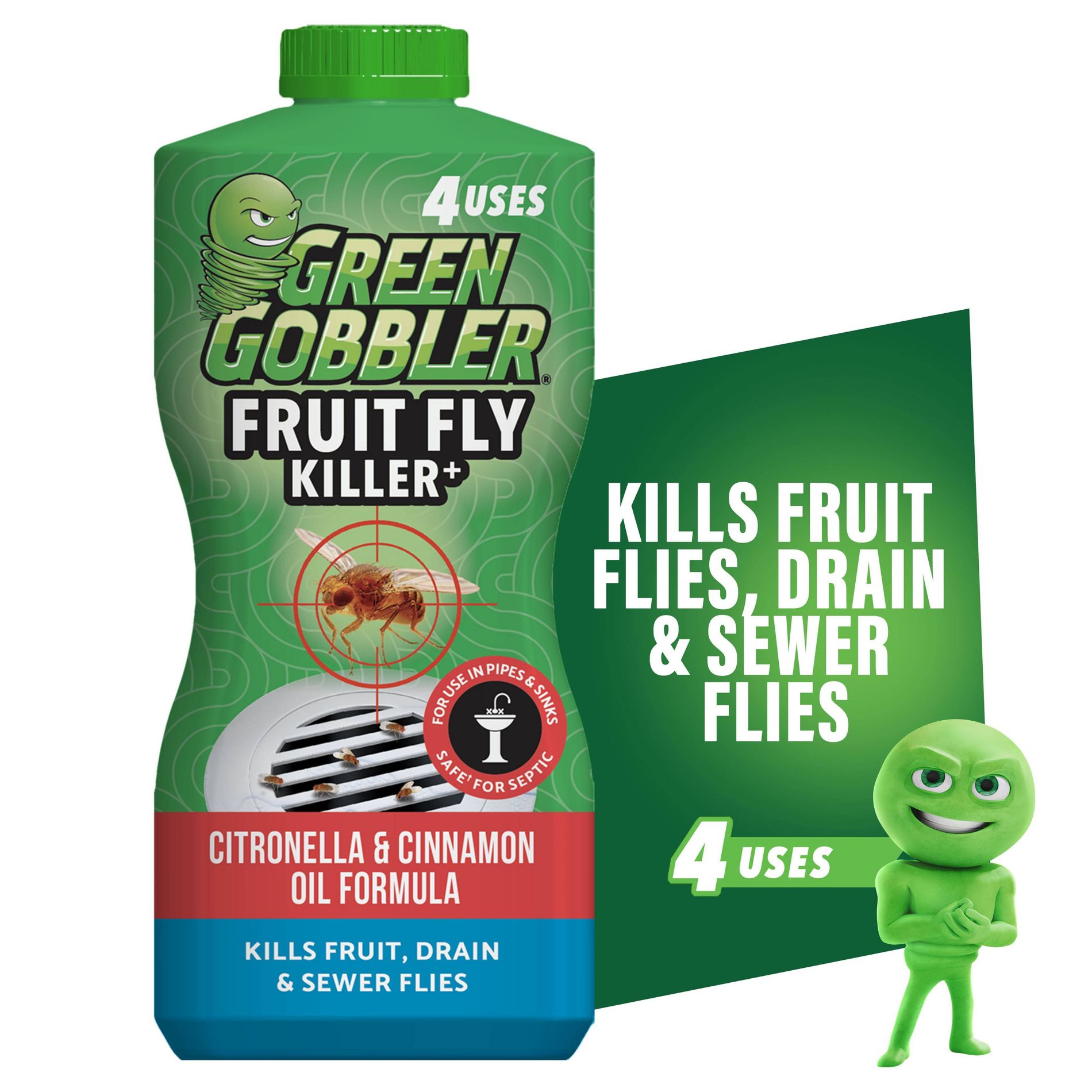 Green Gobbler Fruit Fly Killer Insecticides - 32 fl oz: Indoor Use, Gel Formulation, Citronella Active Ingredient