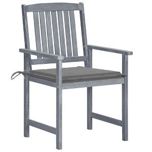 vidaXL 6-Piece Solid Acacia Wood Patio Chair Set with Gray Fabrics Cushions- Weather-Resistant Outdoor Furniture Set - 1 of 4