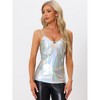 Allegra K Women's Metallic Shiny Party Deep V Neck Spaghetti Straps Cami Tops - 3 of 4
