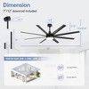 Airsurfer 72" Black Windmill Ceiling Fan with Color-Changing LED Light & Remote, 8 ABS Blades for Large Rooms, DC Motor, 7''&12'' Downdods - 4 of 4